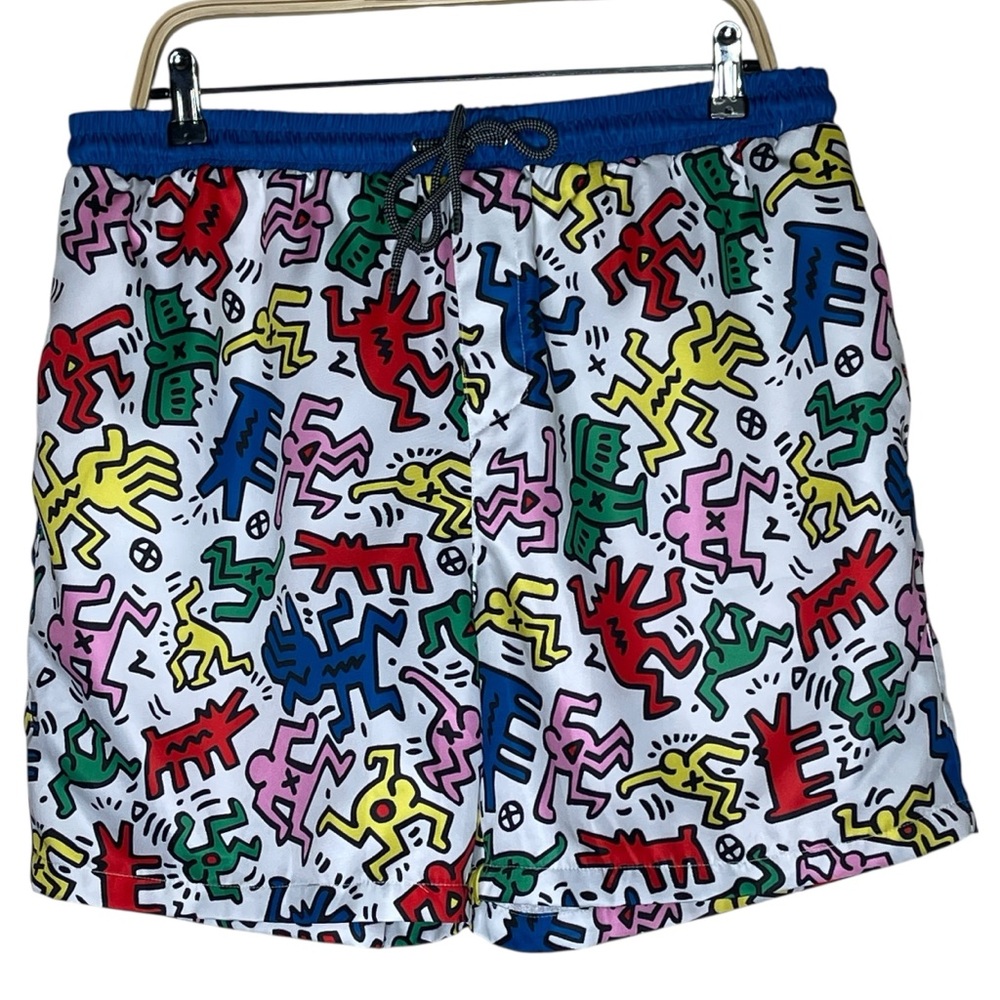 Reason x Keith Haring Multicolor Graphic Print Shorts Size XL
